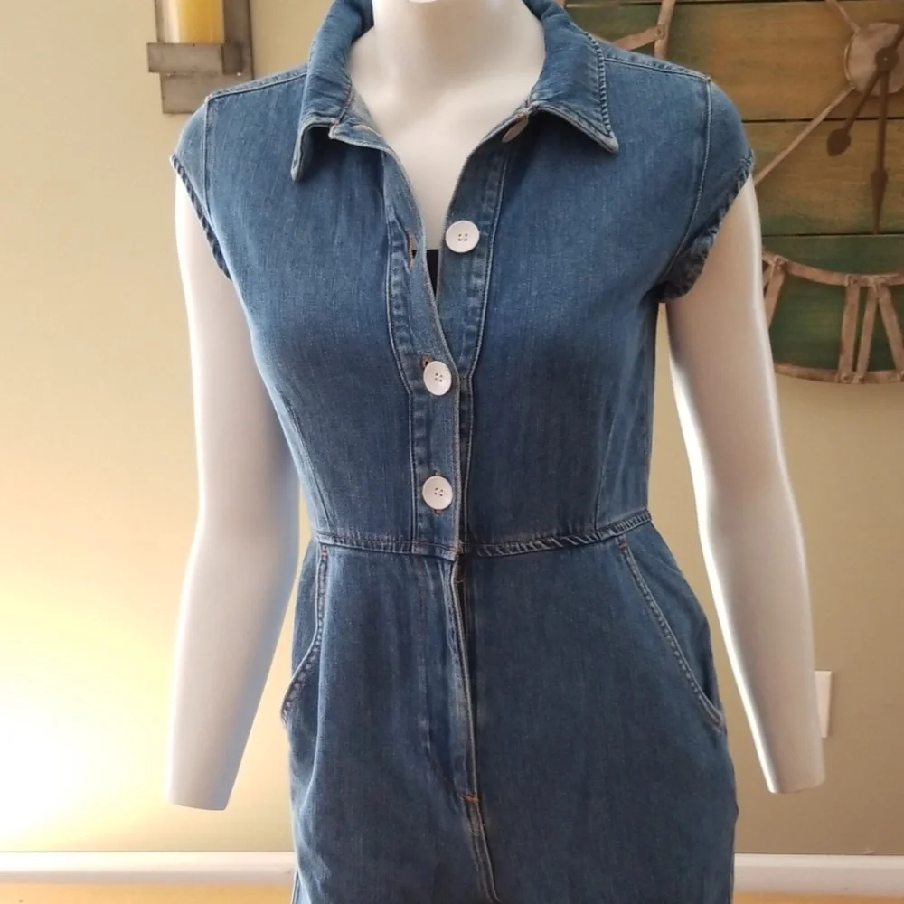 Free People Unchained Melody denim jumpsu…